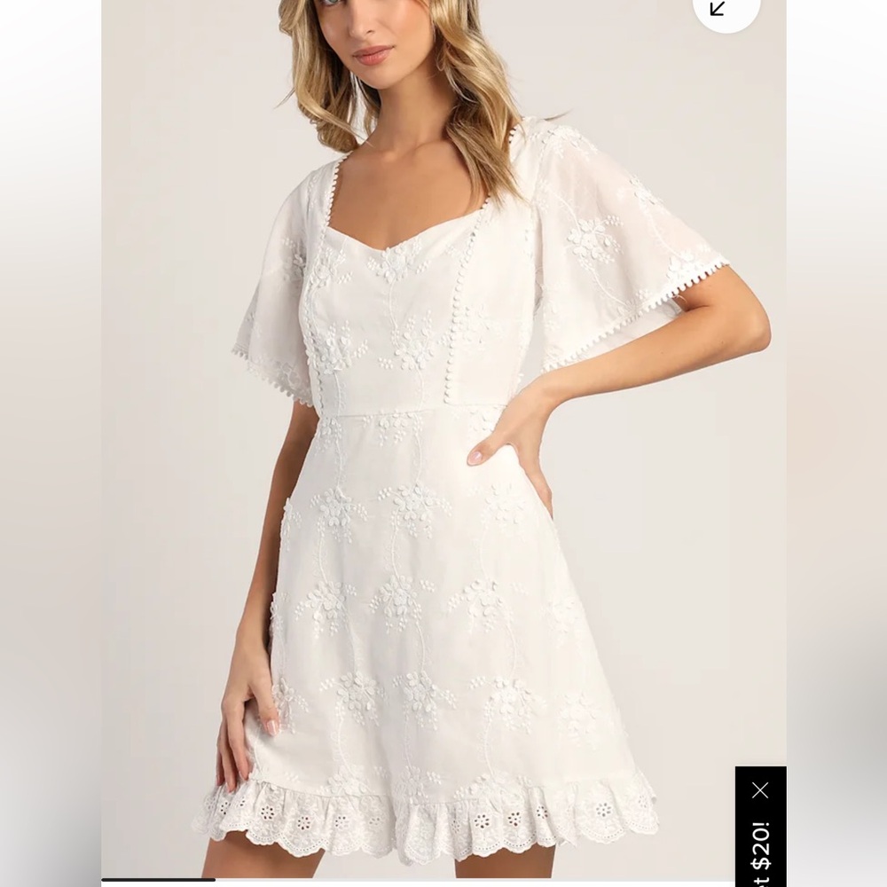 Lulu's White Floral Mini Dress